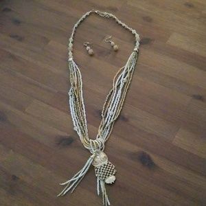 Beautiful beaded owl necklace with earrings